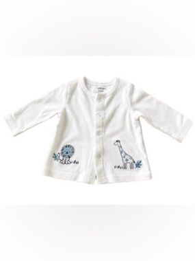 Sterling Baby Embroidered Cardigan – 3M White Lion & Giraffe